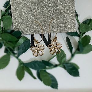 Gold-Tone Hoop Earrings w/ Flower Charm